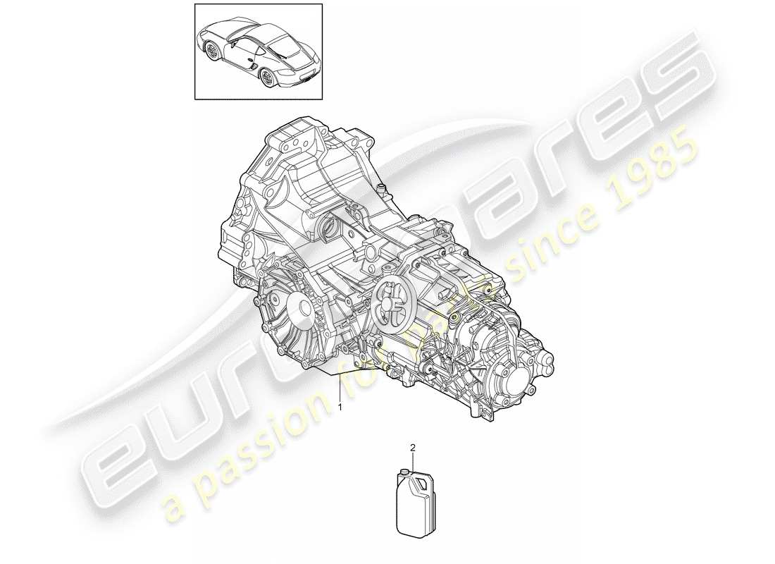 porsche 2009 (987 cayman) manual gearbox ready for installation part diagram