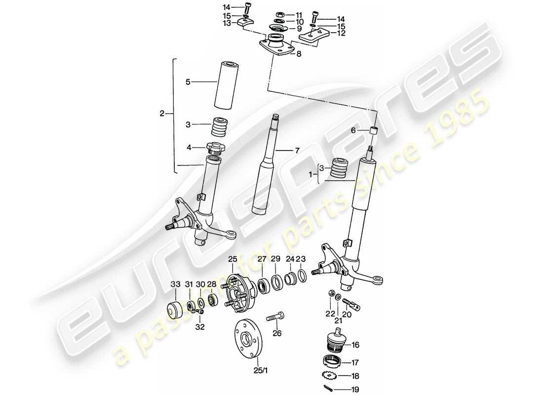 porsche 1976 (911) shock absorber strut - lubricants part diagram