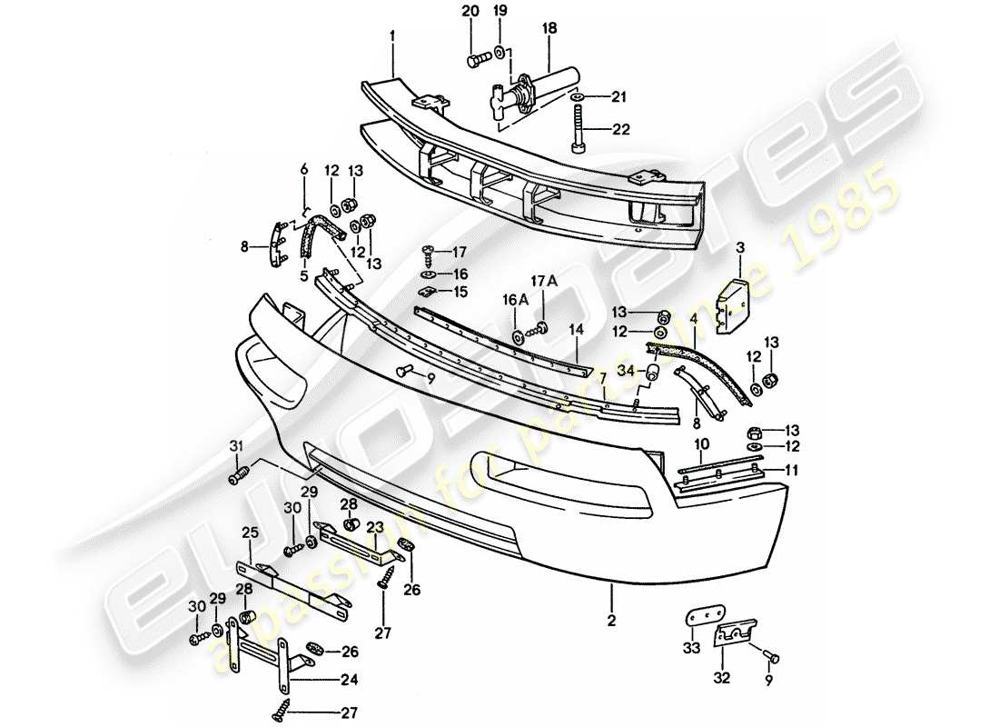 porsche 1995 (928) bumper parts diagram