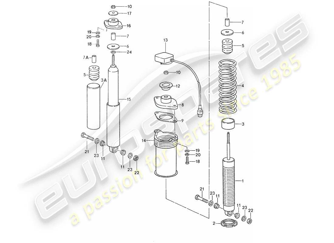 porsche 1987 (959) suspension - vibration damper parts diagram