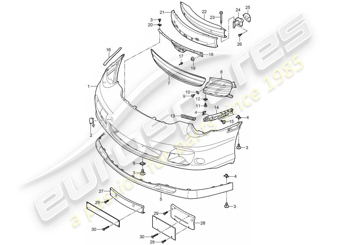 porsche 2009 997-2 turbo / gt2 bumper parts diagram
