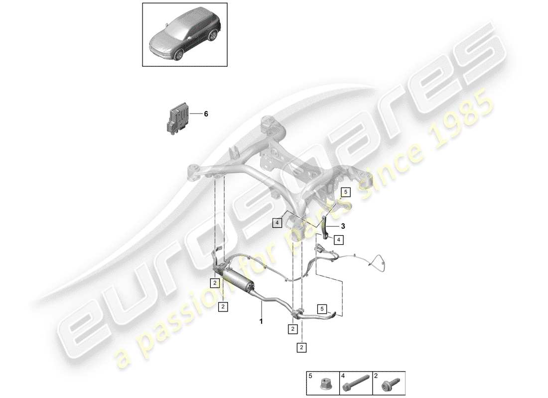 porsche 2020 (cayenne e3 9ya/9yb) anti-roll bar rear axle part diagram