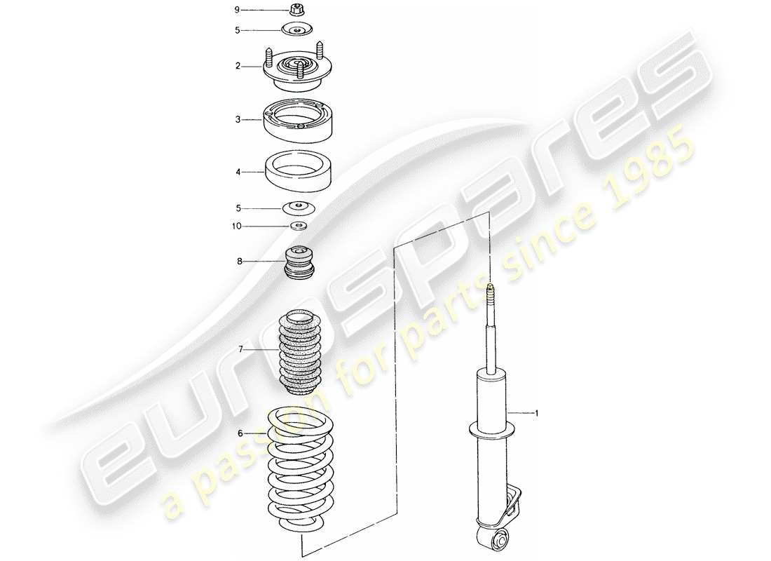 porsche 996 (1999) shock absorber - coil spring parts diagram