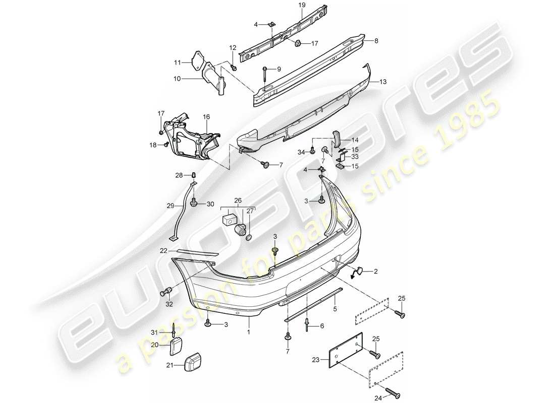 porsche 2005 (997-1) bumper parts diagram