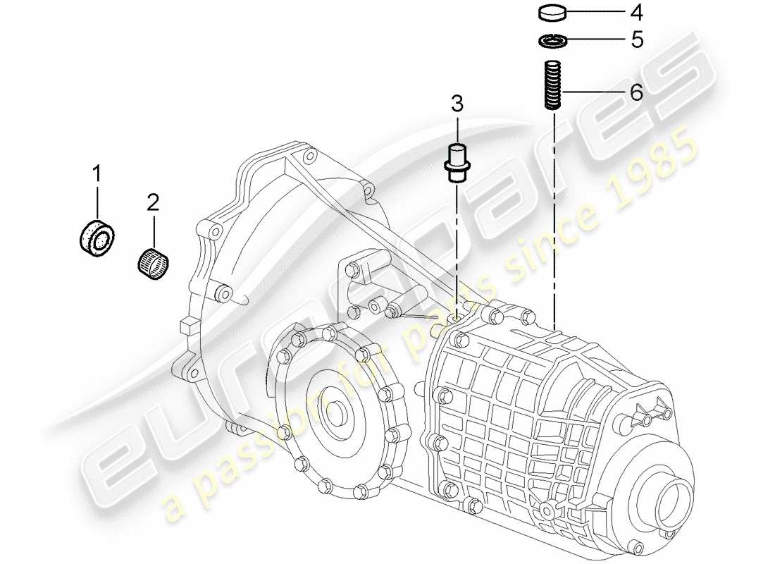 porsche 2000 (986 boxster) gearbox individual parts d - mj 2000>> parts diagram