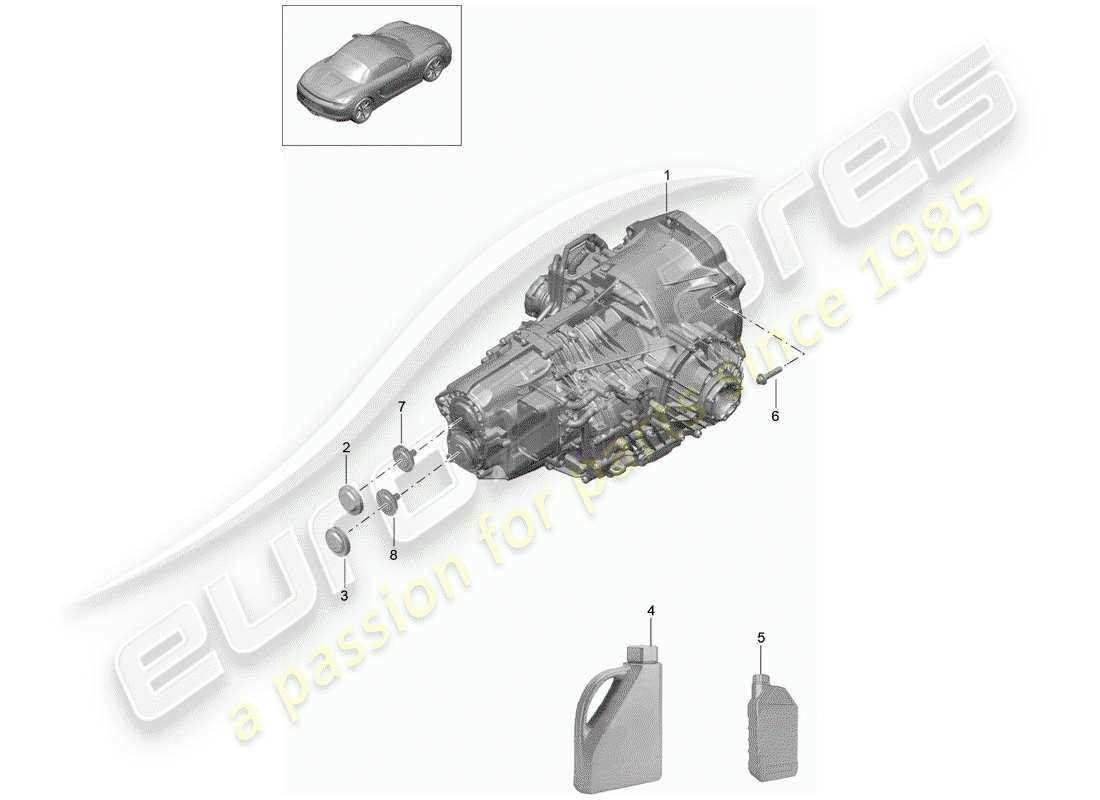 porsche 2014 (981 boxster) - pdk - gearbox parts diagram