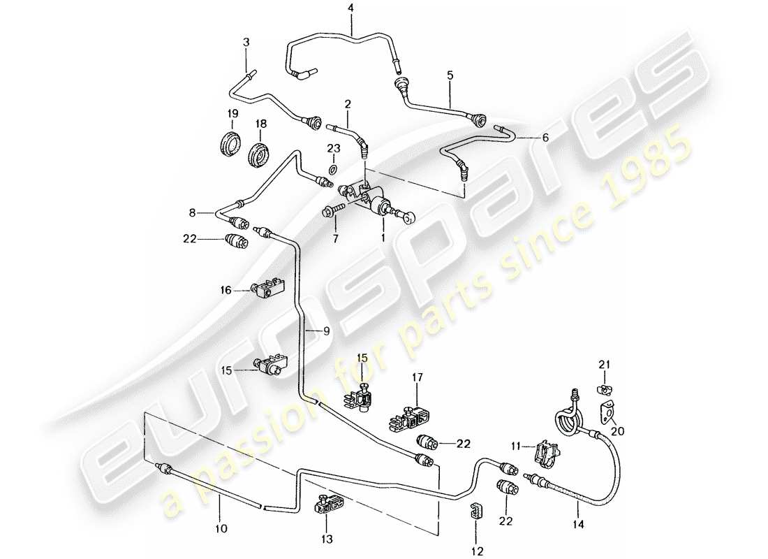 porsche 2001 (986 boxster) hydraulic coupling actuation clutch master cylinder pipe/hose line parts diagram