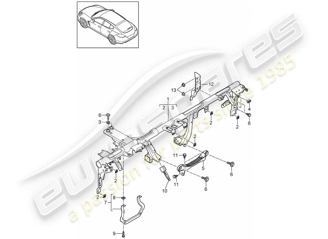 porsche 2016 (panamera 970) retaining frame dashboard parts diagram