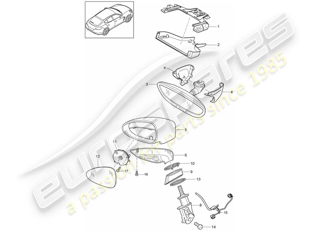 porsche 2013 (panamera 970) interior mirror exterior mirror accessories part diagram