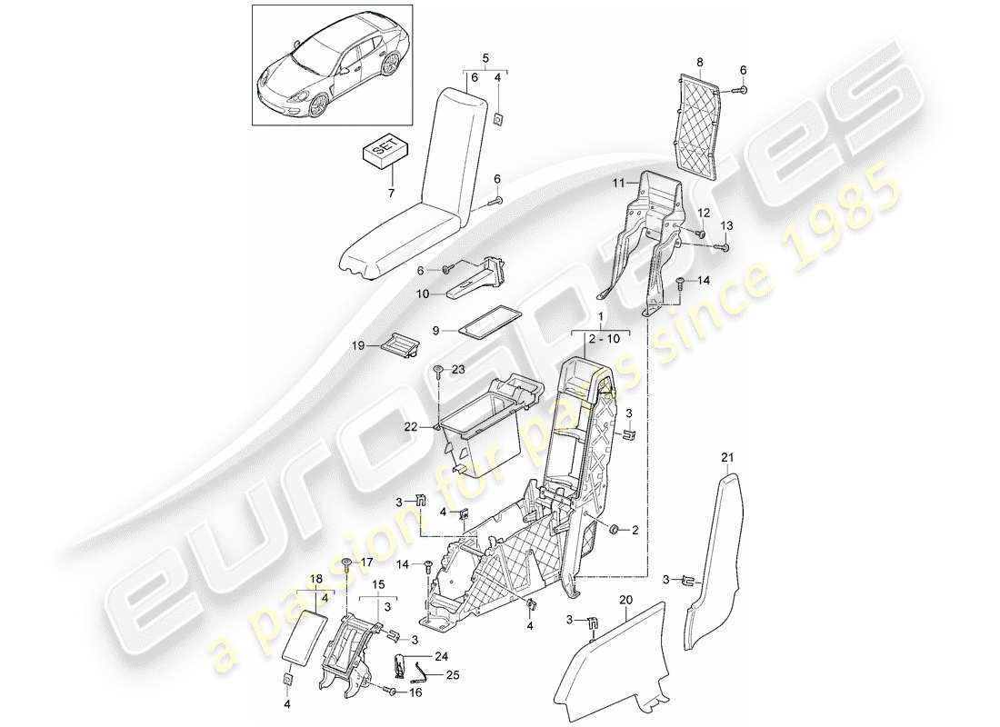 porsche 2013 (panamera 970) centre console rear version business d >>- mj 2013 part diagram