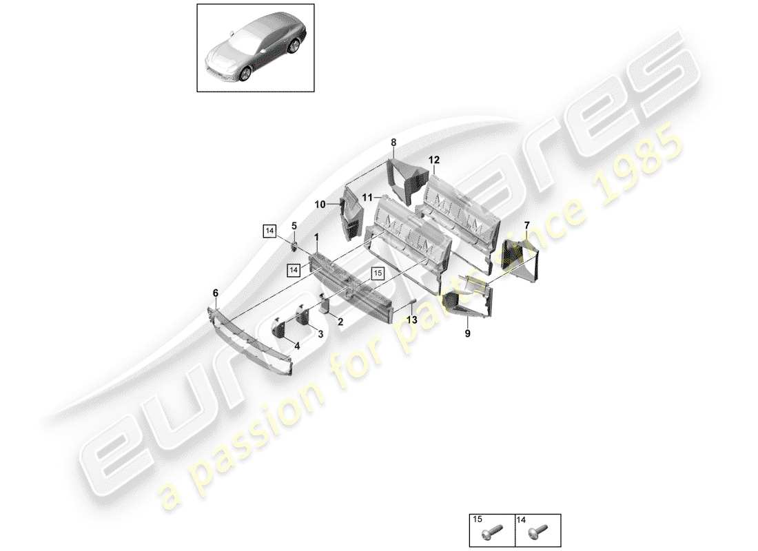 porsche 2020 (panamera 971-1) air guide and disc pack part diagram