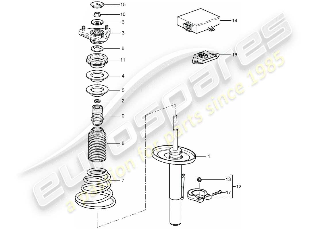 porsche 2008 (987 boxster) suspension suspension strut, complete parts diagram