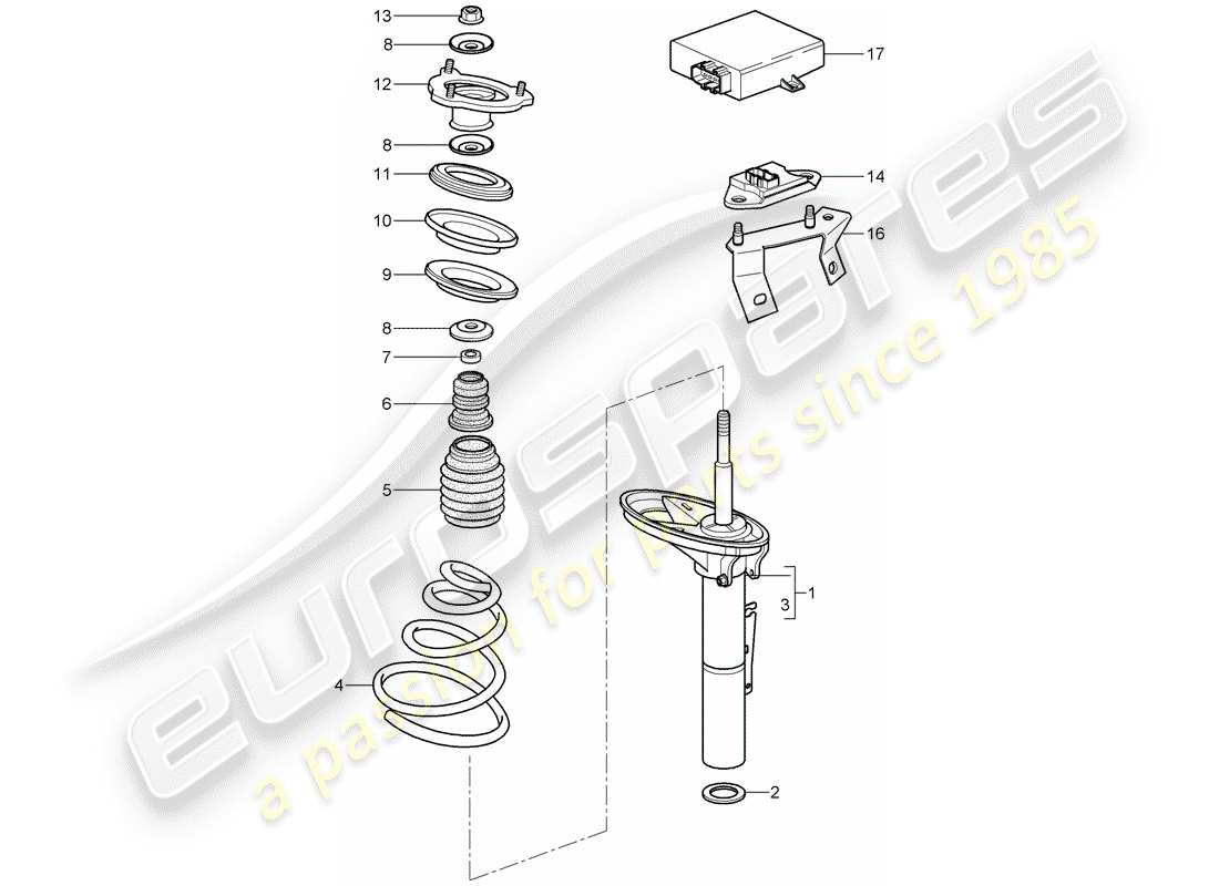 porsche 2009 997-2 turbo / gt2 suspension parts diagram