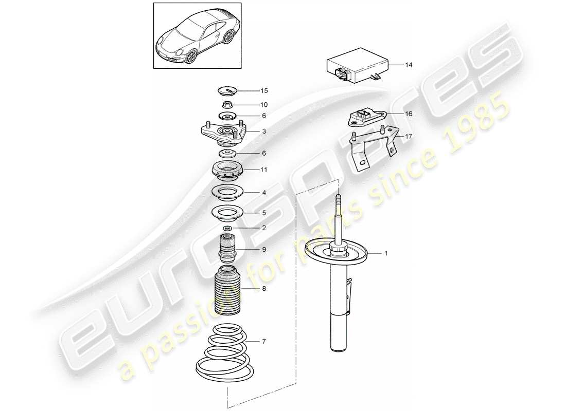 porsche 2009 (997-2) suspension parts diagram
