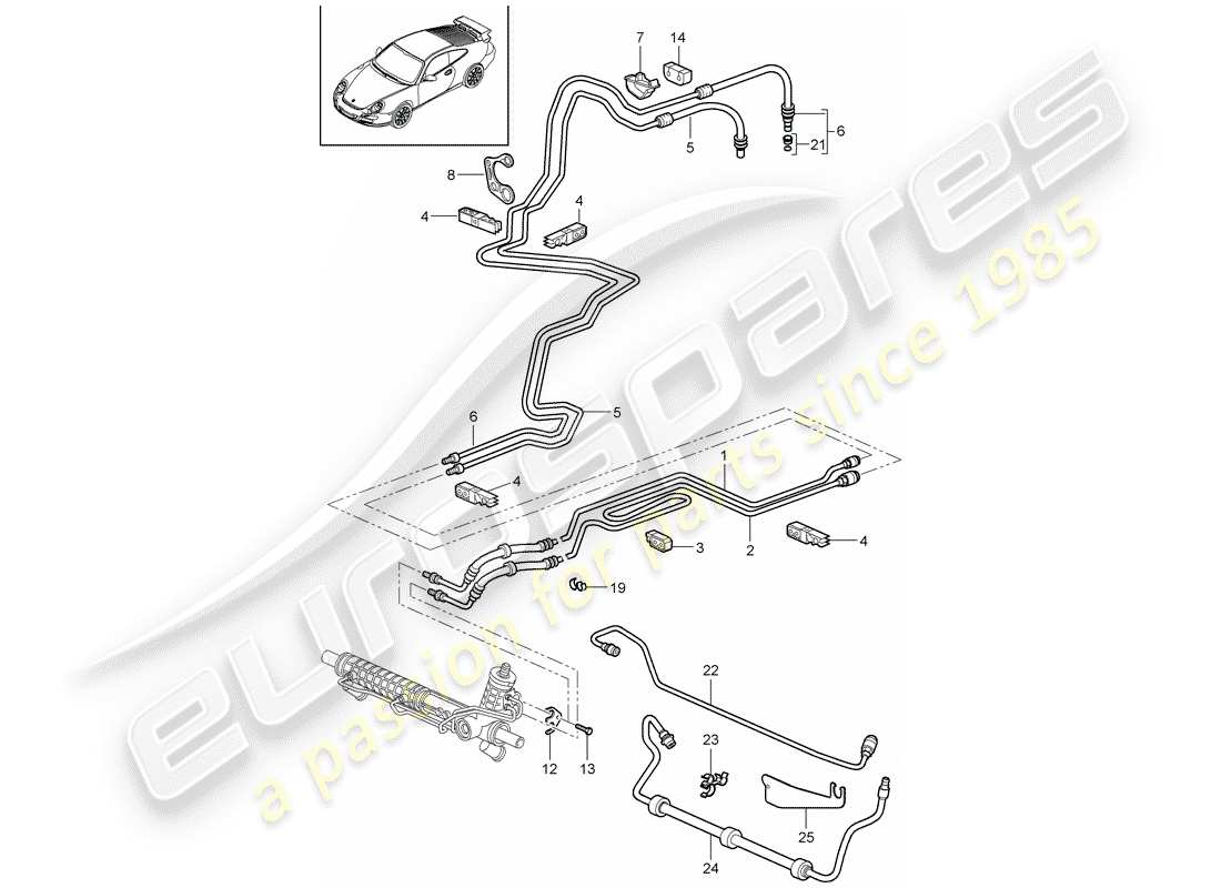porsche 2009 (997-2 gt3) power steering parts diagram