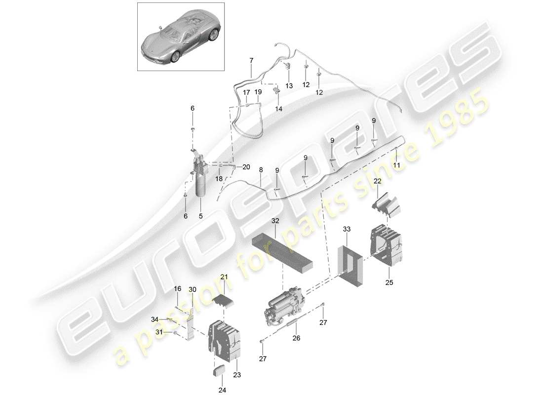 porsche 2015 (918 spyder) front axle parts diagram