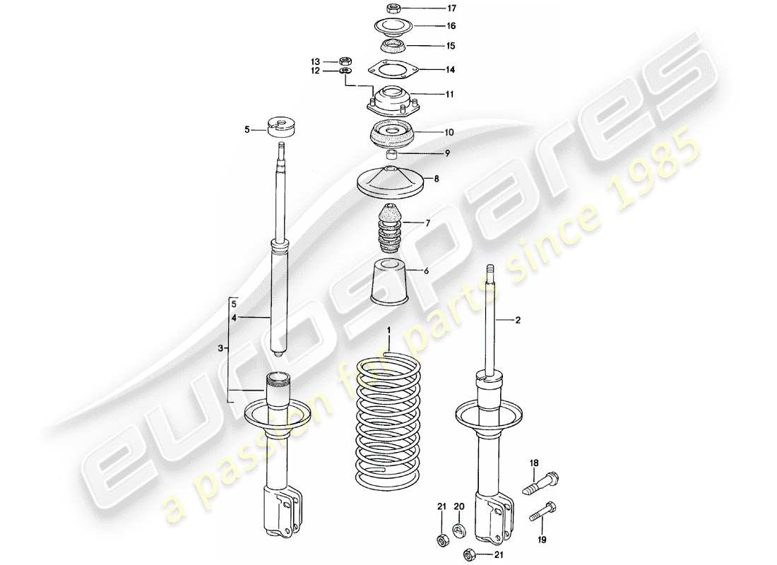 porsche 1985 (924) suspension - vibration damper parts diagram