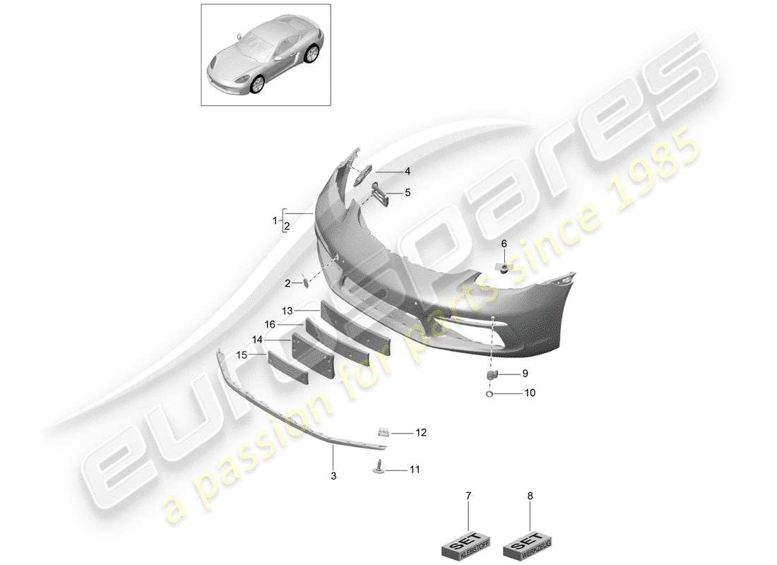 porsche 2017 (718 cayman) bumper front part diagram