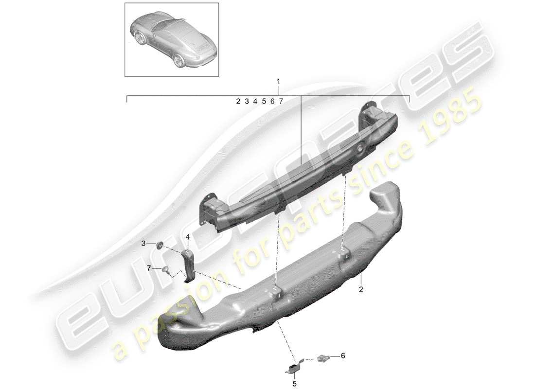 porsche 2016 (991-1) bumper carrier rear parts diagram