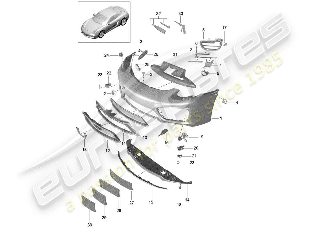 porsche 2016 (981 cayman) bumper front part diagram