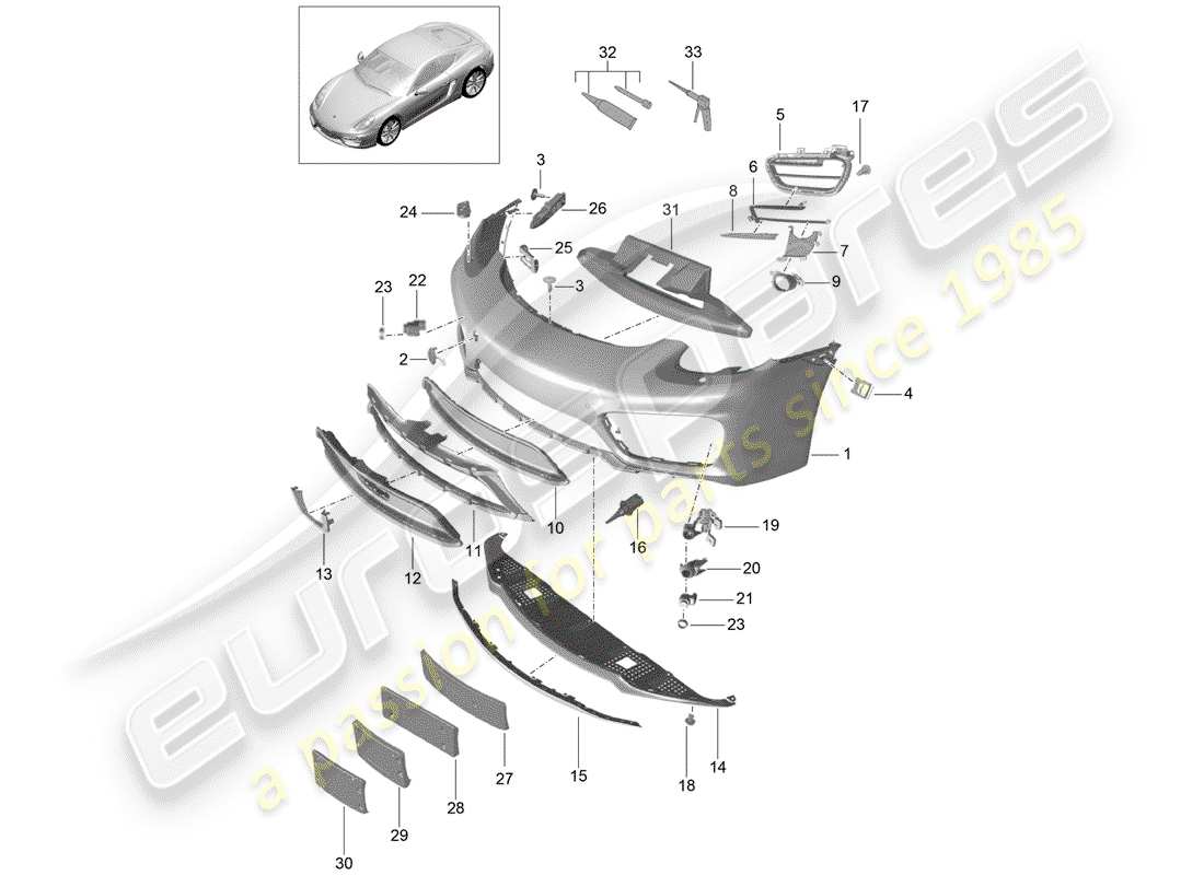 porsche cayman 981 (2016) bumper parts diagram