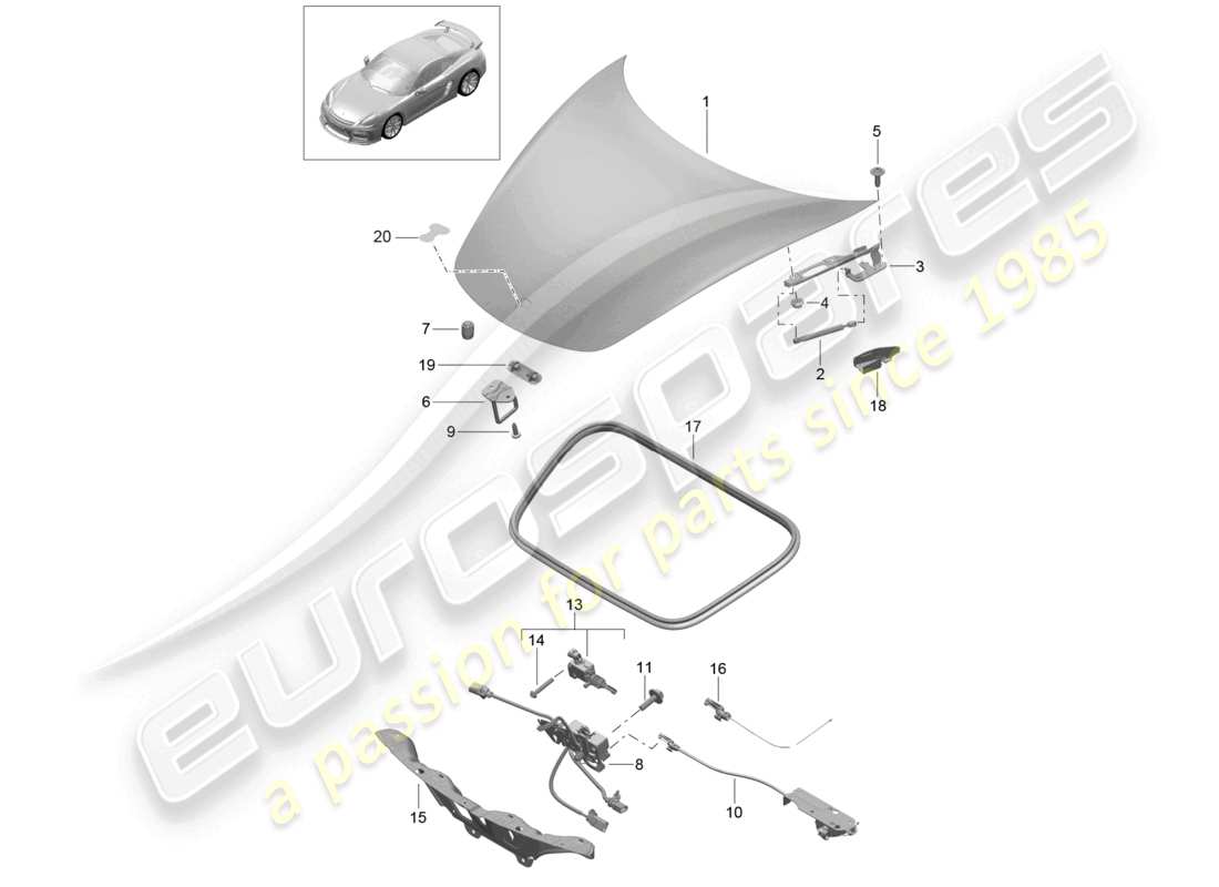porsche 2017 (718 boxster) cover front parts diagram