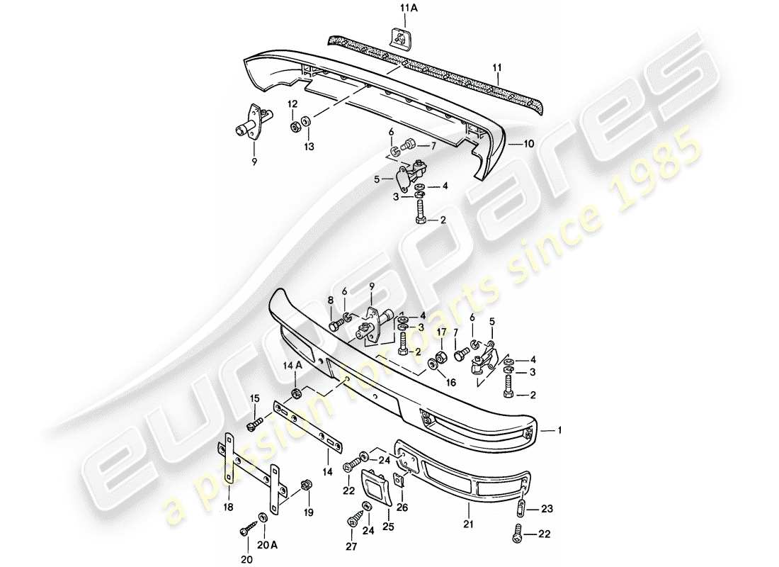 porsche 1988 (944) bumper - without: - buffer parts diagram