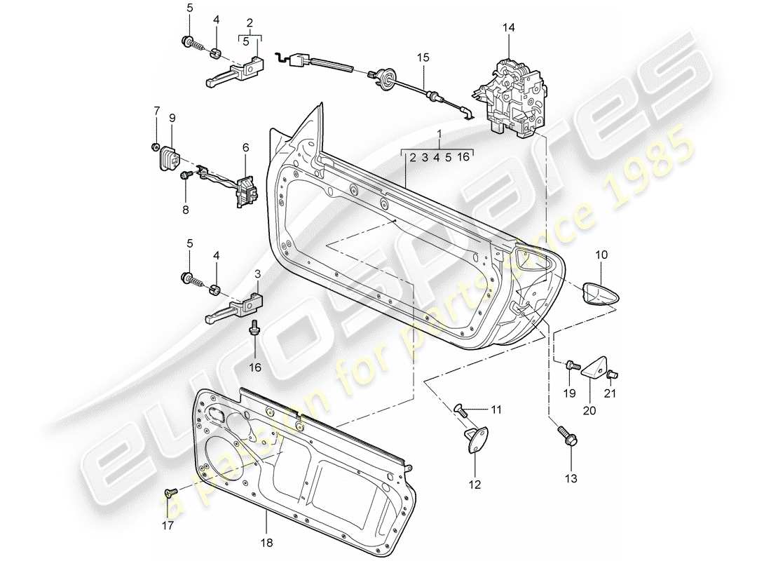 porsche 2011 (997-2 gt3) door shell parts diagram