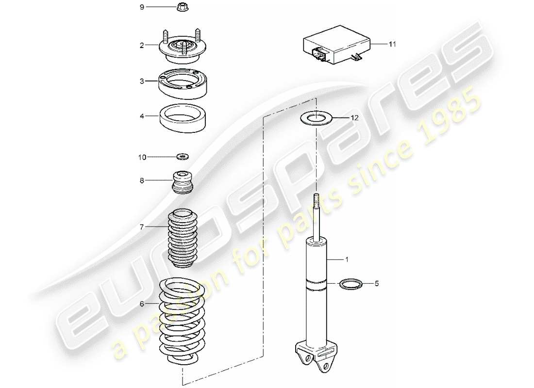 porsche 2009 997-2 turbo / gt2 shock absorber parts diagram