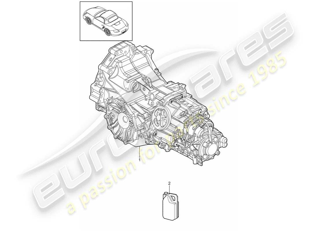 porsche 2009 (987 boxster) manual gearbox ready for installation parts diagram
