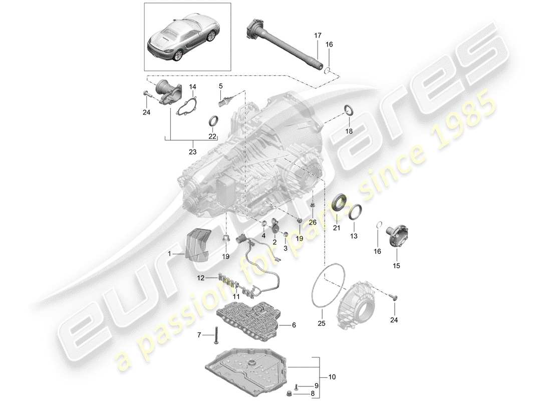 porsche 2016 (981 boxster) - pdk - gearbox individual parts parts diagram