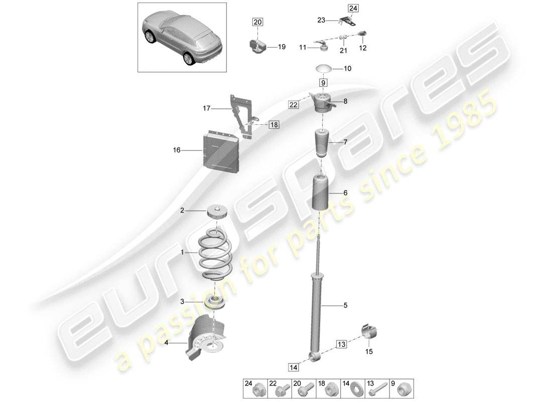 porsche 2019 (macan) steel spring suspension basic part diagram
