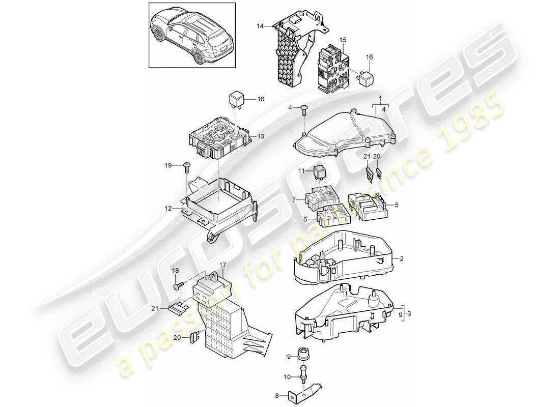 porsche 2014 (cayenne e2 92a) central electrics fuse box d >>- mj 2014 part diagram
