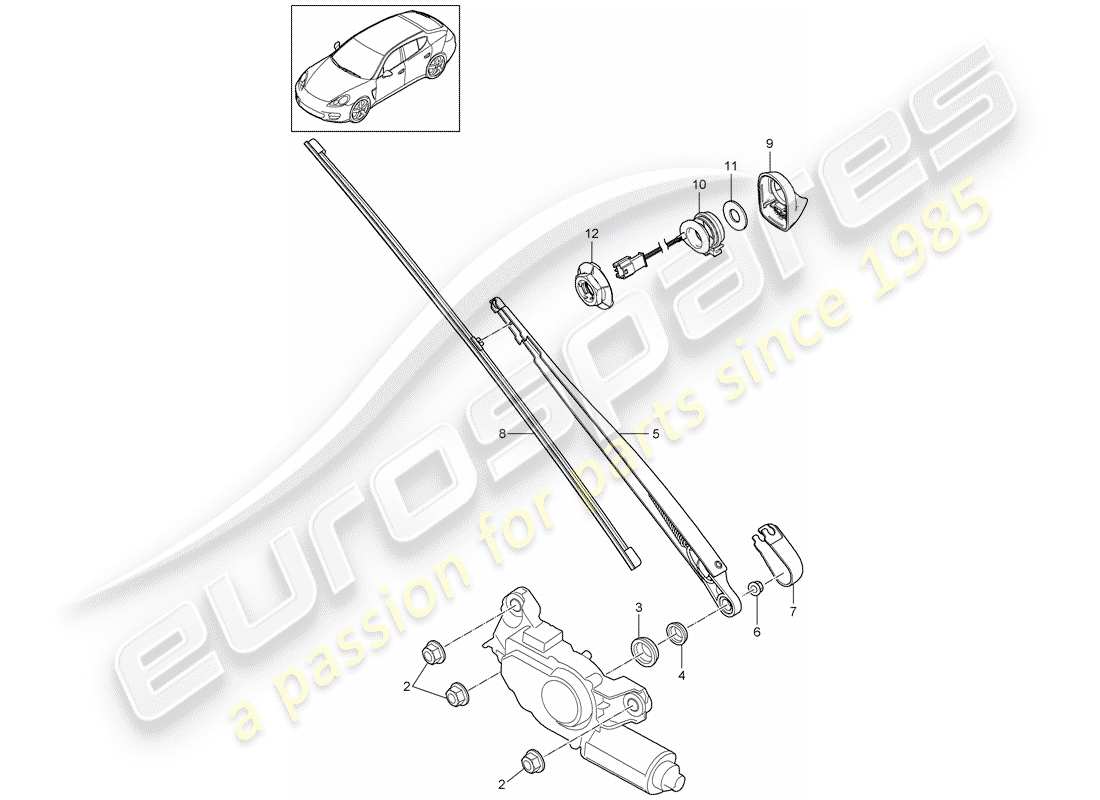 porsche 2013 (panamera 970) rear window wiper part diagram