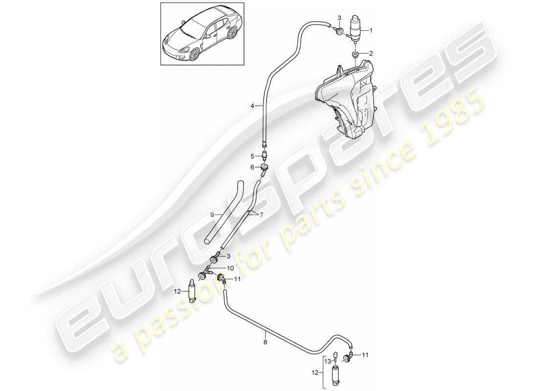 porsche 2016 (panamera 970) headlight washer system parts diagram