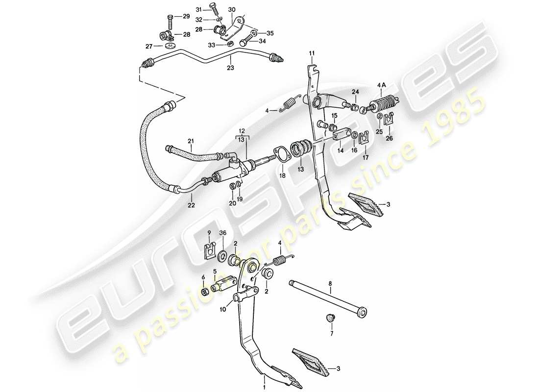 porsche 1983 (944) pedals parts diagram