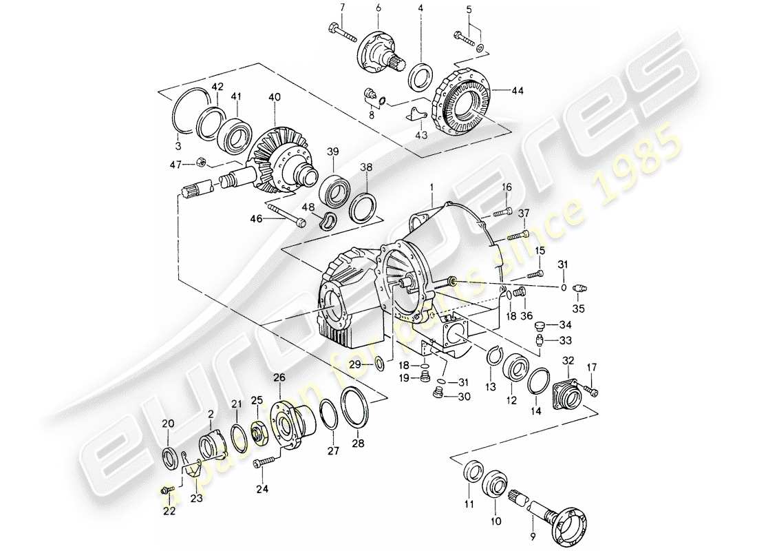 porsche 1989 (964) tiptronic - differential - differential case parts diagram