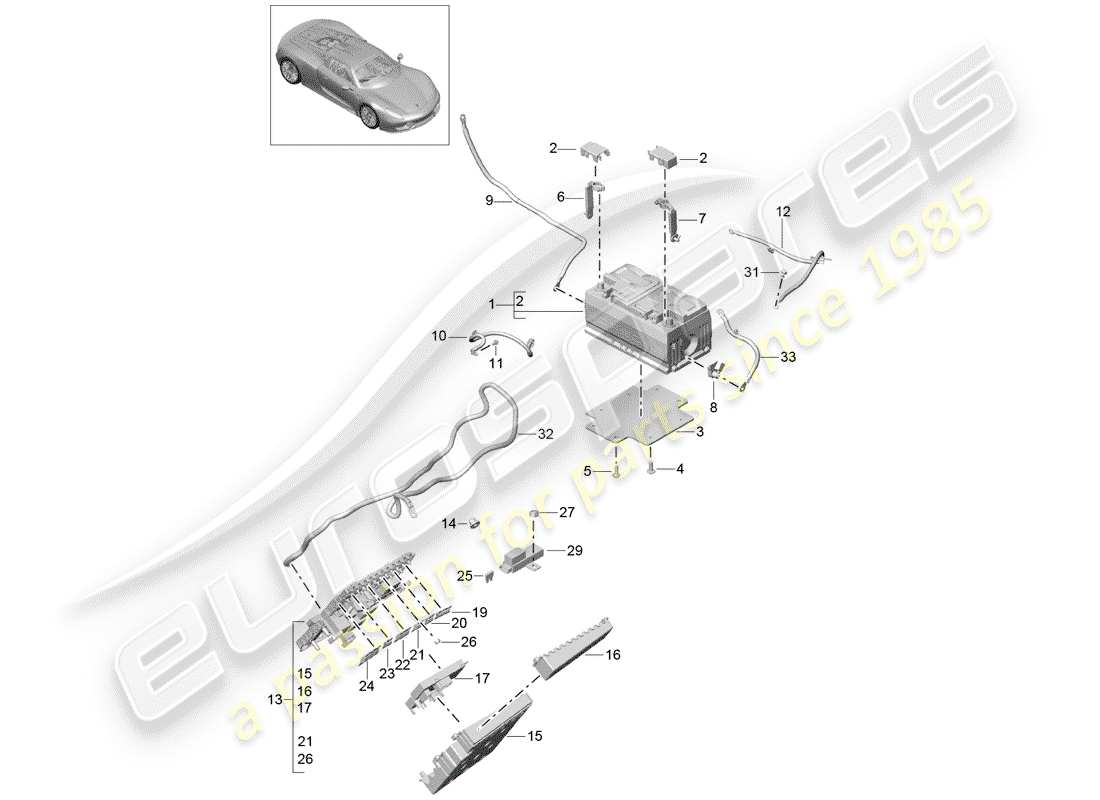 porsche 2015 (918 spyder) battery parts diagram