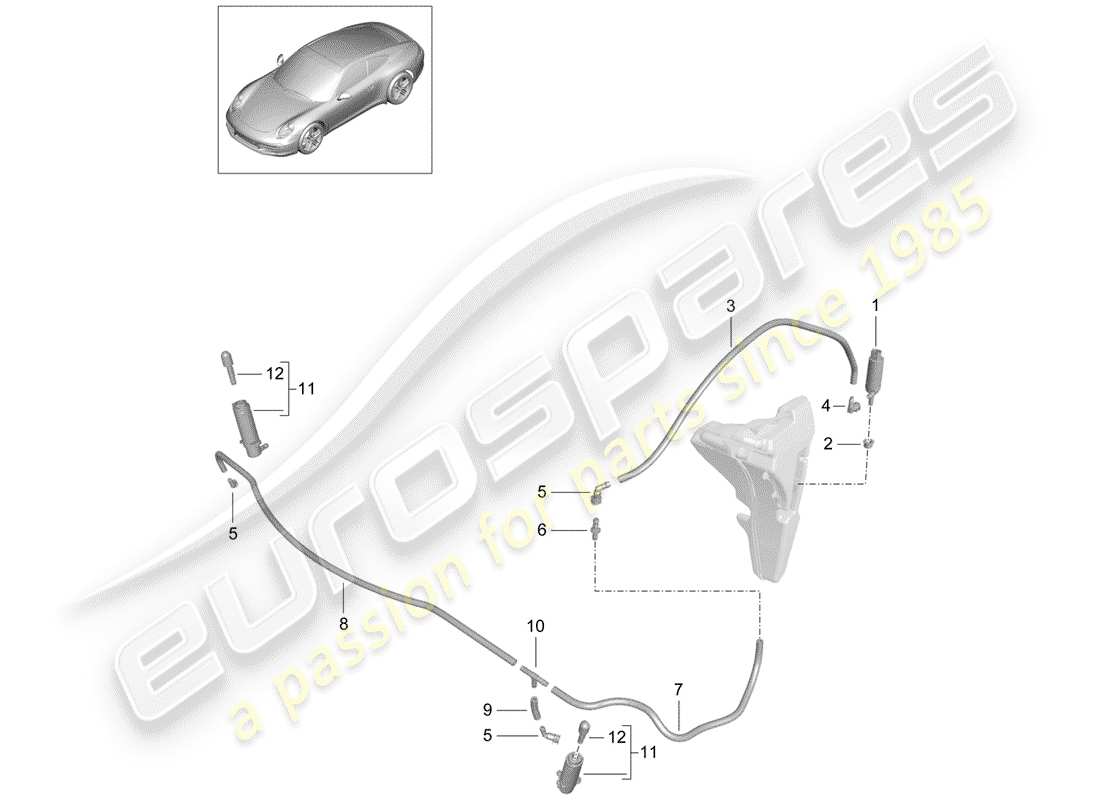 porsche 991 (2012) headlight washer system parts diagram