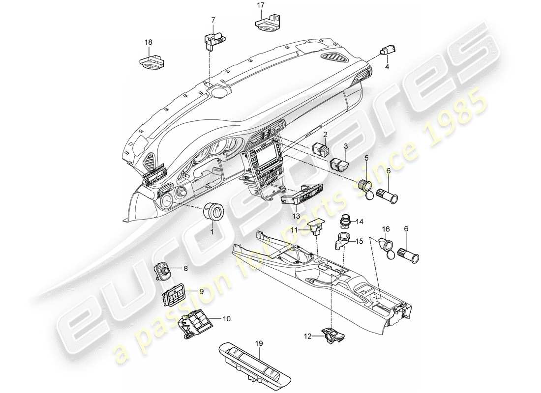 porsche 911 t/gt2rs (2012) switch parts diagram