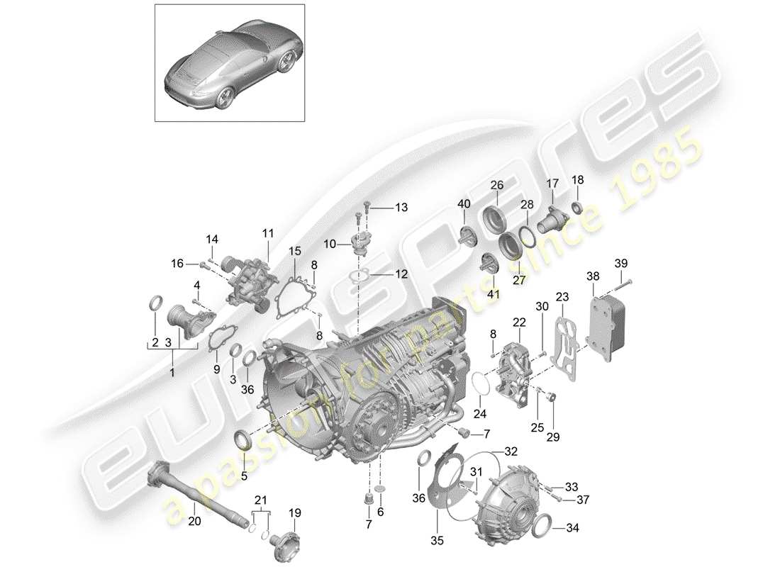 porsche 2016 (991-1) manual gearbox individual parts parts diagram