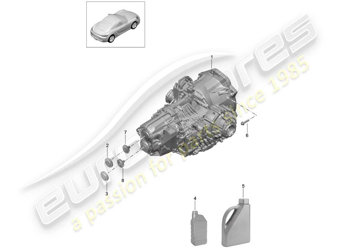 porsche 2017 (718 cayman) - pdk - gearbox part diagram