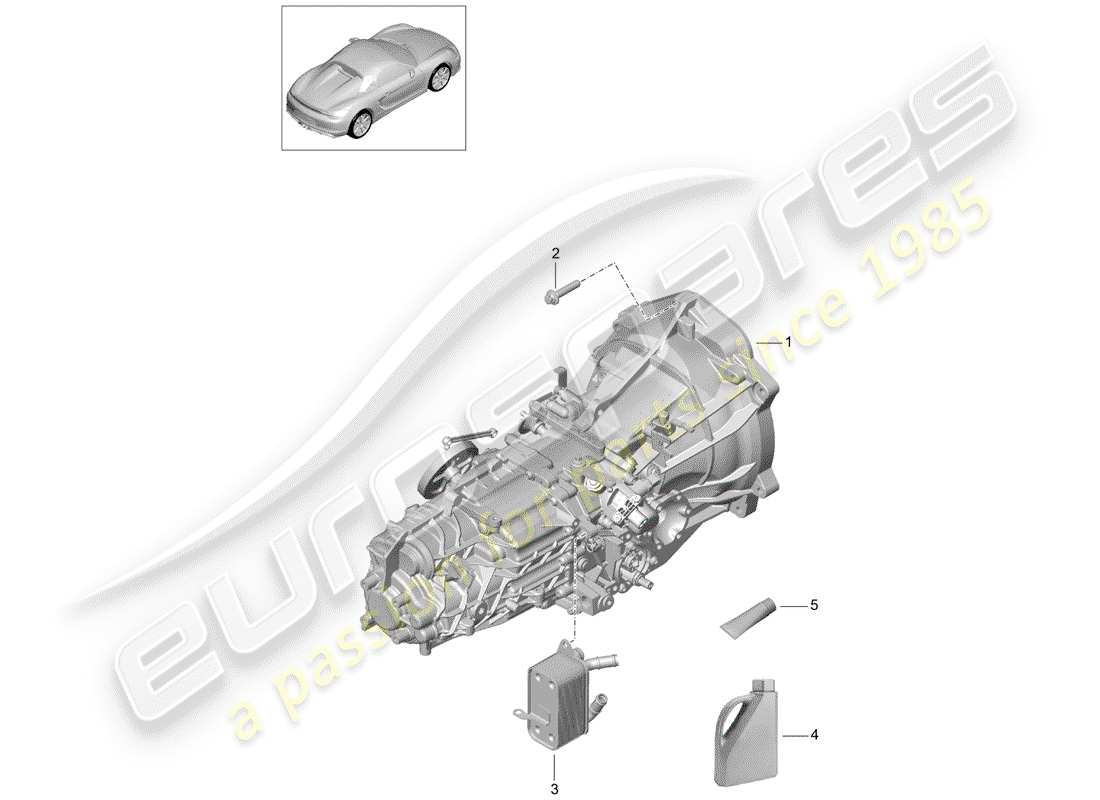 porsche 2016 (981 boxster spyder) manual gearbox parts diagram