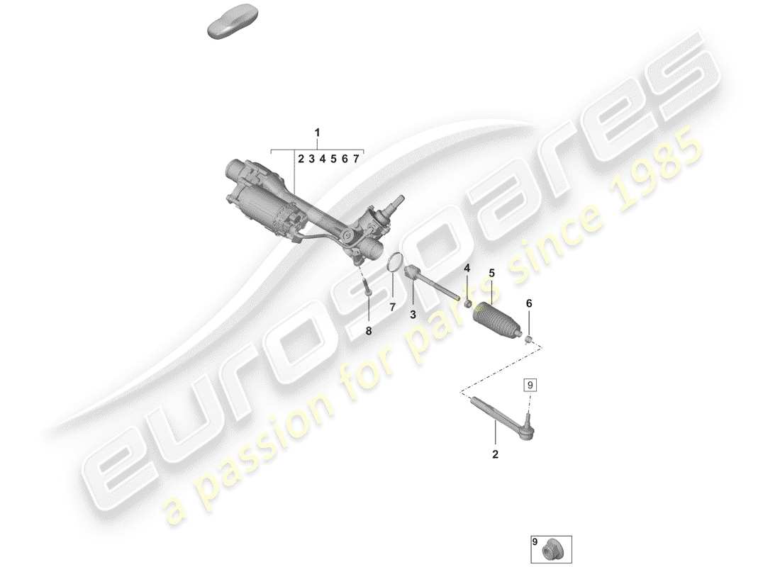 porsche 2020 (992-1) steering gear parts diagram