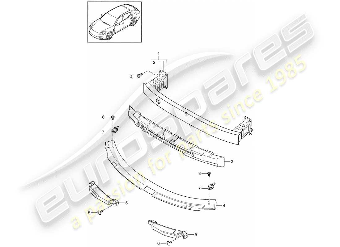 porsche 2015 (panamera 970) bumper carrier front 2nd generation part diagram