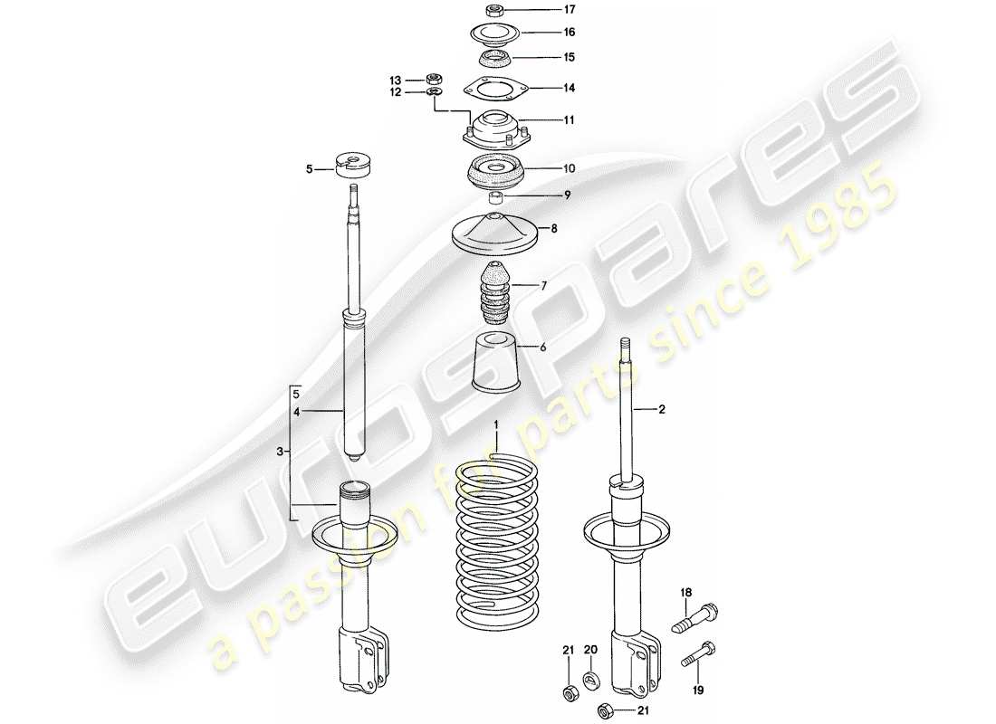 porsche 1982 (944) suspension - shock absorber parts diagram