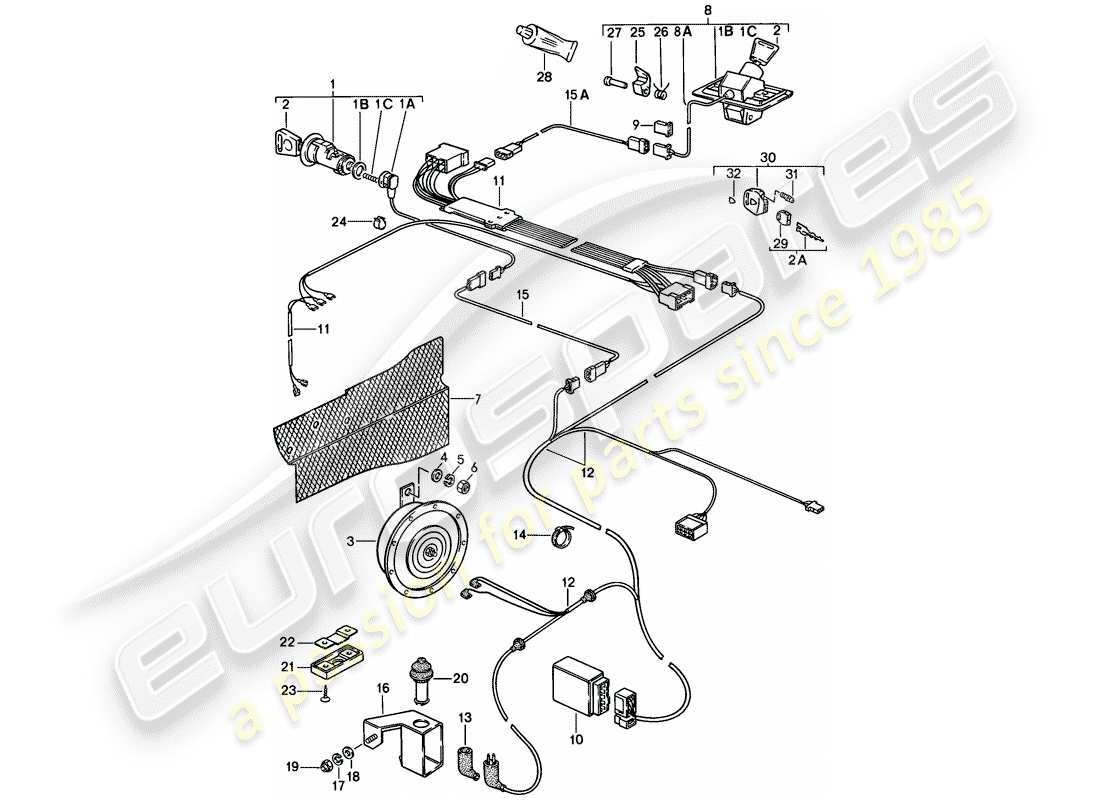 porsche 1983 (928) alarm system part diagram