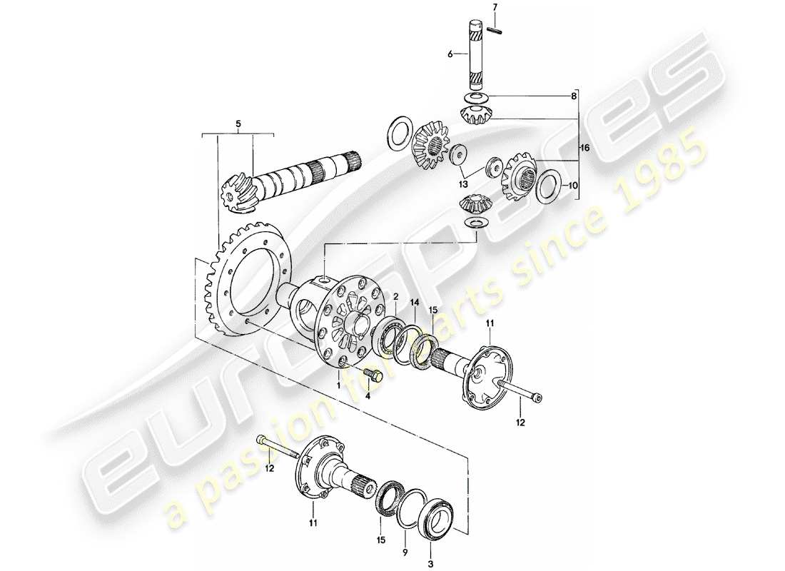 porsche 924 (1981) differential - manual gearbox - vq vr uv md - me mf mb mx - d - mj 1981>> parts diagram