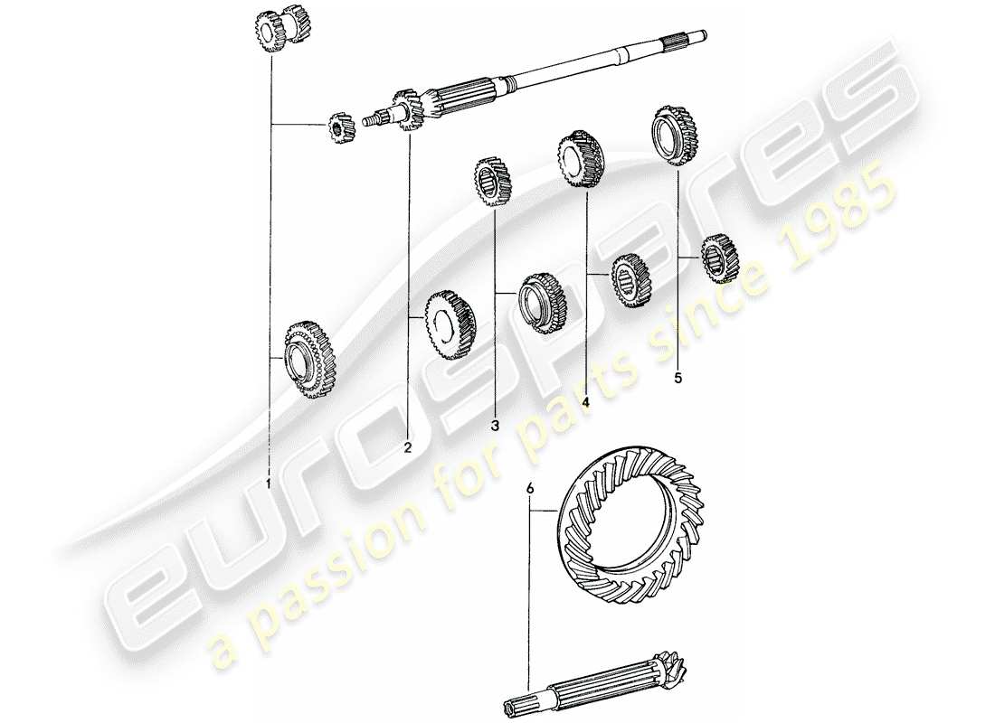 porsche 1975 (914) gear wheel sets - for - 5-speed - transmission part diagram