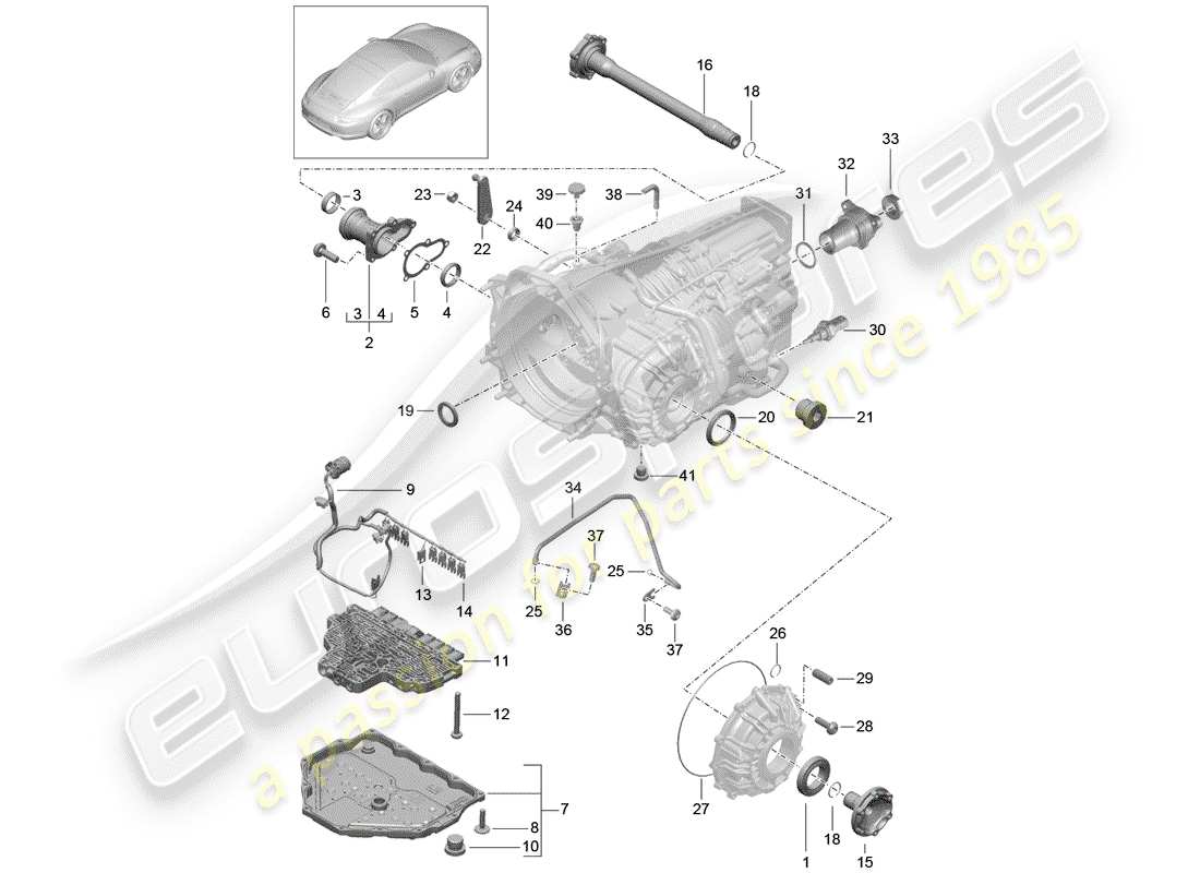 porsche 2014 (991-1) - pdk - gearbox individual parts parts diagram
